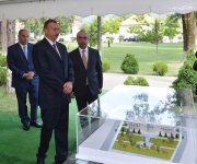 President Ilham Aliyev inspects construction work at Heydar Aliyev Center in Oghuz (PHOTO)