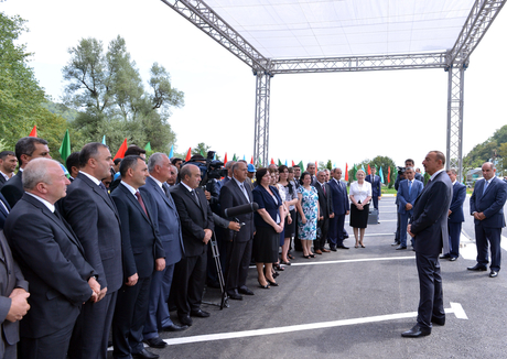 President Ilham Aliyev attends ceremony of pumping drinking water to Oghuz city (PHOTO)