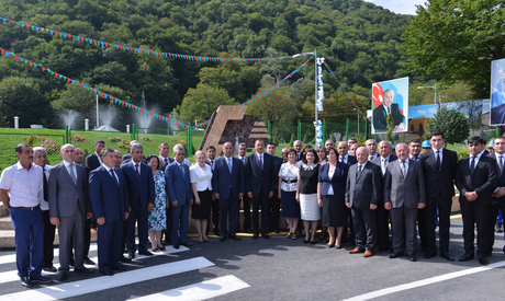 President Ilham Aliyev attends ceremony of pumping drinking water to Oghuz city (PHOTO)