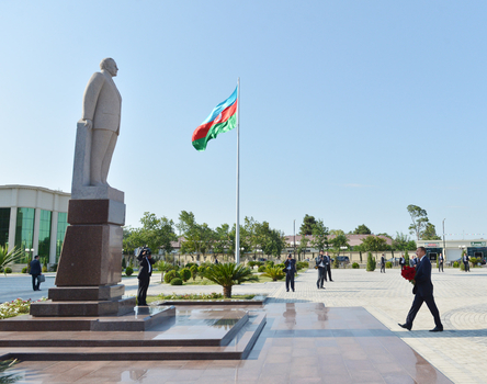 Azerbaijani President arrives in Saatli District