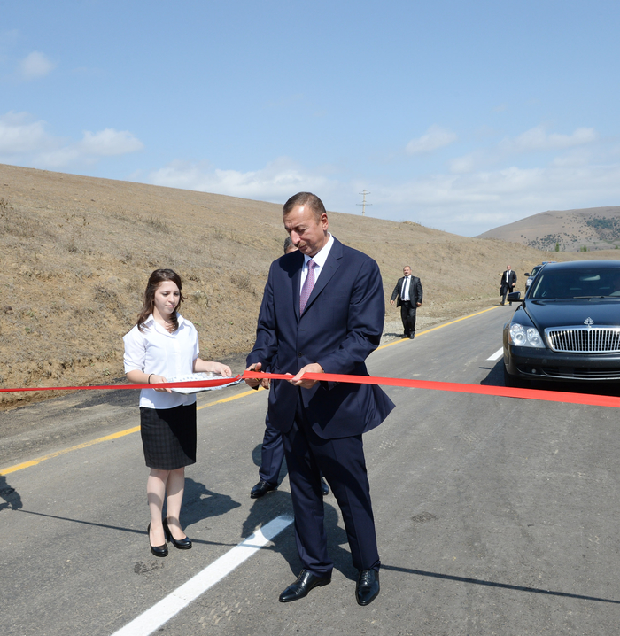 Ilham Aliyev attends opening of 20-kilometer section of Yardimli-Deman-Arvana road (PHOTO)