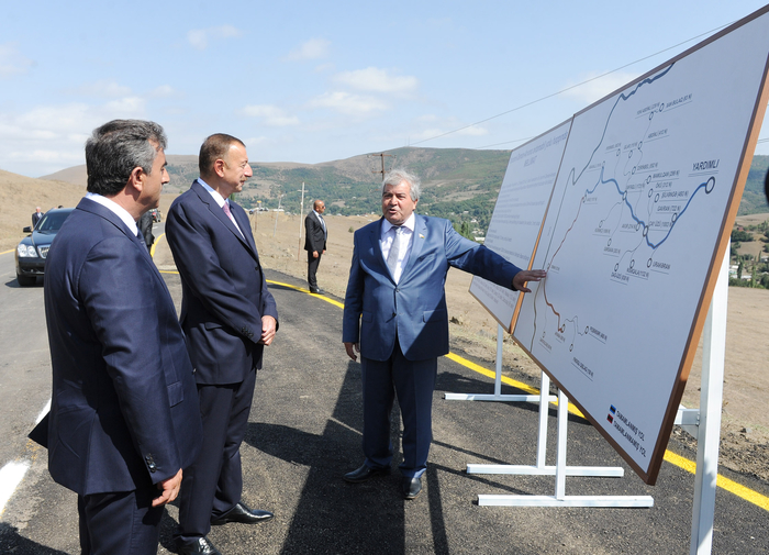 Ilham Aliyev attends opening of 20-kilometer section of Yardimli-Deman-Arvana road (PHOTO)