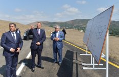 Ilham Aliyev attends opening of 20-kilometer section of Yardimli-Deman-Arvana road (PHOTO)