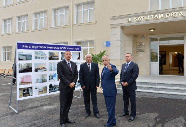 President Ilham Aliyev inspects two remodeled schools in Baku (PHOTO)