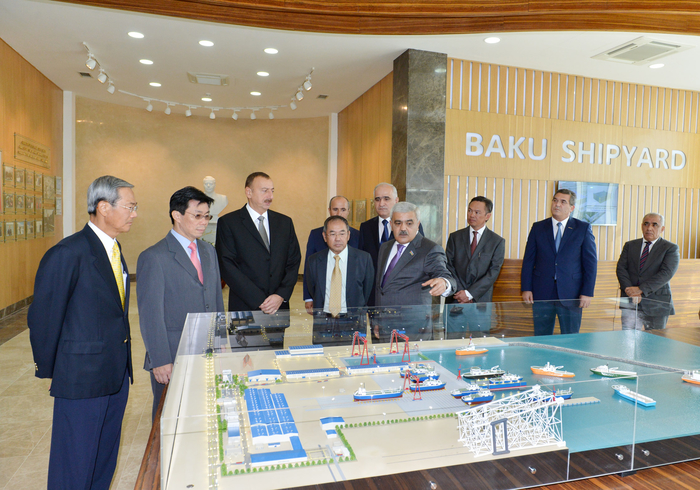 Azerbaijani President attends opening of shipyard in Baku (PHOTO)