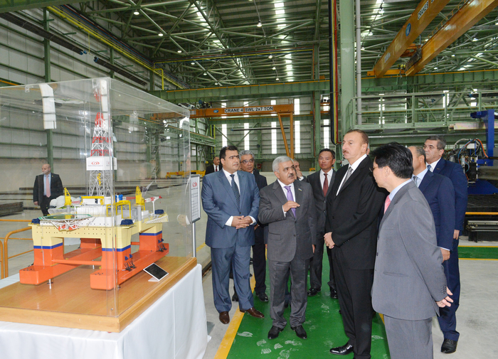 Azerbaijani President attends opening of shipyard in Baku (PHOTO)