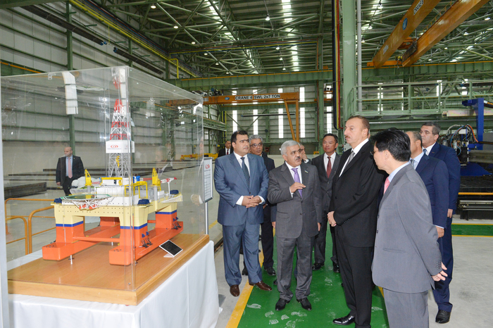Azerbaijani President attends opening of shipyard in Baku (PHOTO)