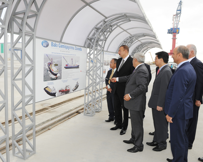 Azerbaijani President attends opening of shipyard in Baku (PHOTO)