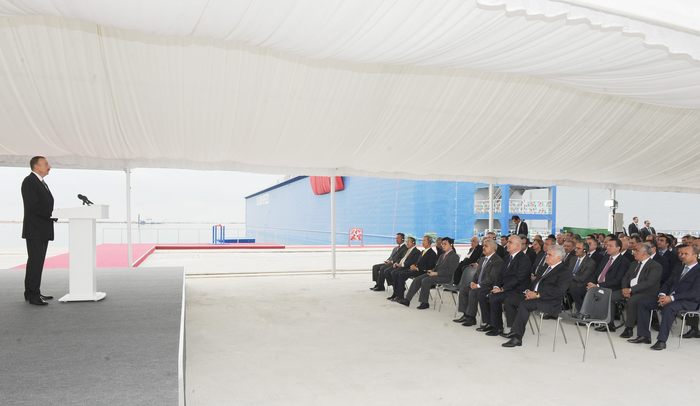 Azerbaijani President attends opening of shipyard in Baku (PHOTO)