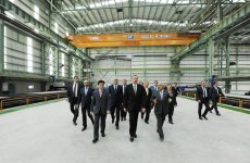 Azerbaijani President attends opening of shipyard in Baku (PHOTO)