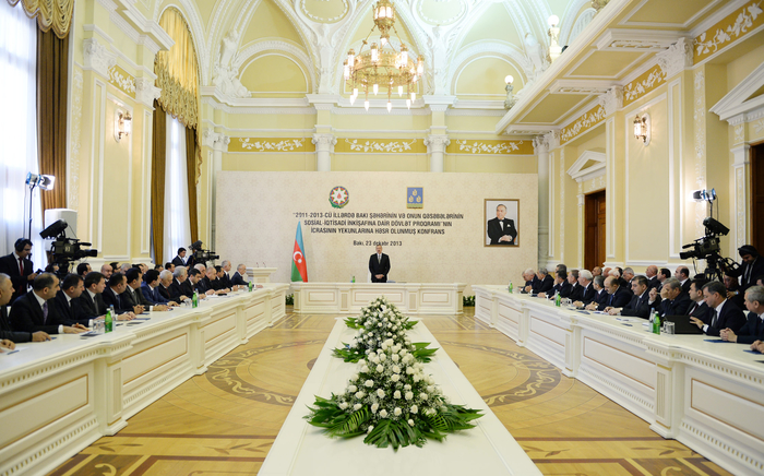 President Ilham Aliyev presides over conference on outcomes of state program on socio-economic development of Baku and surrounding small districts (PHOTO)