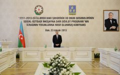 President Ilham Aliyev presides over conference on outcomes of state program on socio-economic development of Baku and surrounding small districts (PHOTO)