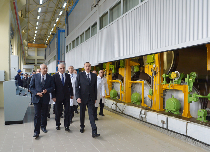 Azerbaijani president attends opening of new industrial facilities in Sumgayit (PHOTO)