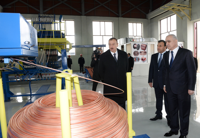 Azerbaijani president attends opening of new industrial facilities in Sumgayit (PHOTO)