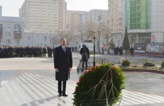 Azerbaijani president, spouse attend ceremony commemorating Khojaly genocide victims