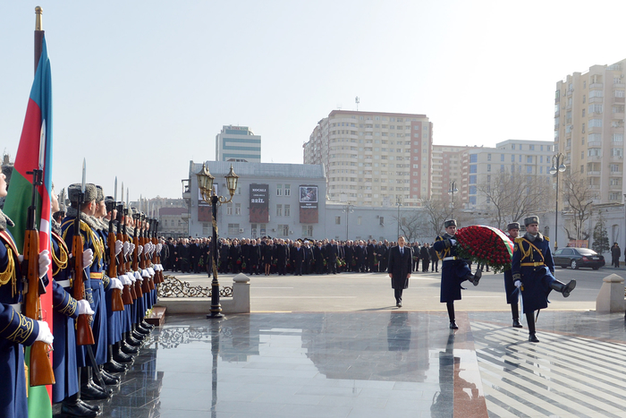 Azerbaijani president, spouse attend ceremony commemorating Khojaly genocide victims