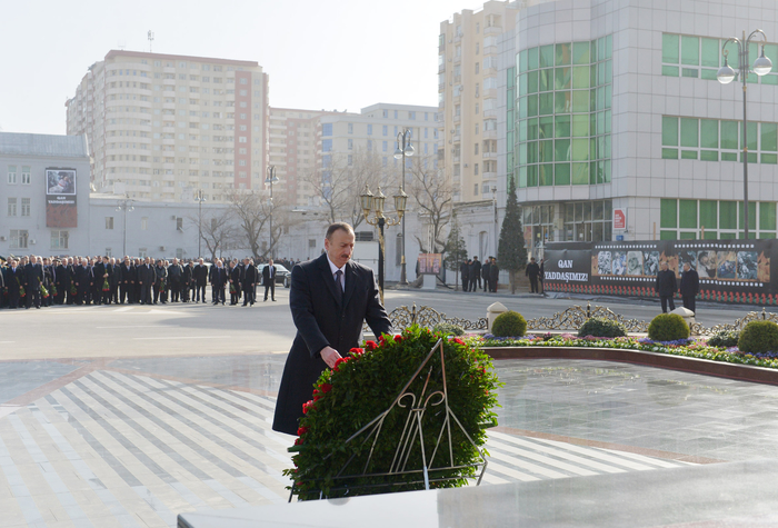 Azerbaijani president, spouse attend ceremony commemorating Khojaly genocide victims