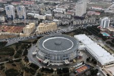 Azerbaijan president views Heydar Aliyev sports and concert complex repair project (PHOTO)