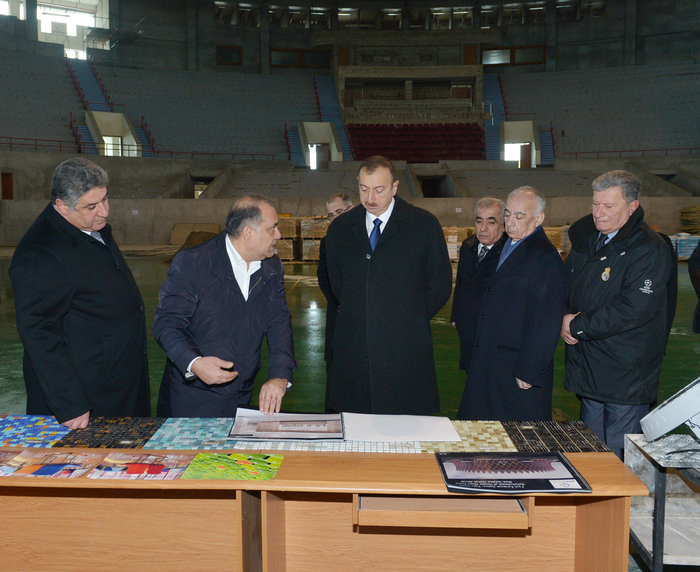 Azerbaijan president views Heydar Aliyev sports and concert complex repair project (PHOTO)