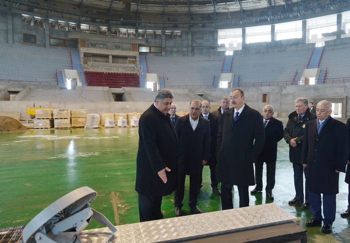 Azerbaijan president views Heydar Aliyev sports and concert complex repair project (PHOTO)
