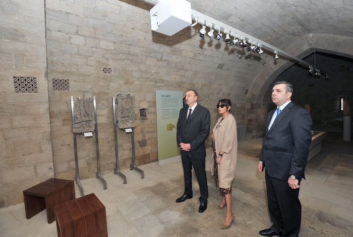 Azerbaijani president and his spouse view new museum exposition at Shirvanshah`s Palace