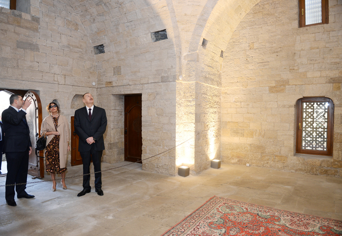 Azerbaijani president and his spouse view new museum exposition at Shirvanshah`s Palace