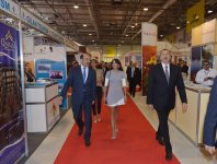 Azerbaijani president and his spouse attend exhibitions in Baku (PHOTO)