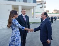 Ilham Aliyev, Francois Hollande, and First Lady Mehriban Aliyeva observe construction of French Lyceum in Baku