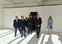 Ilham Aliyev, Francois Hollande, and First Lady Mehriban Aliyeva observe construction of French Lyceum in Baku