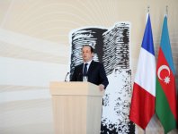 Ilham Aliyev, Francois Hollande, and First Lady Mehriban Aliyeva observe construction of French Lyceum in Baku