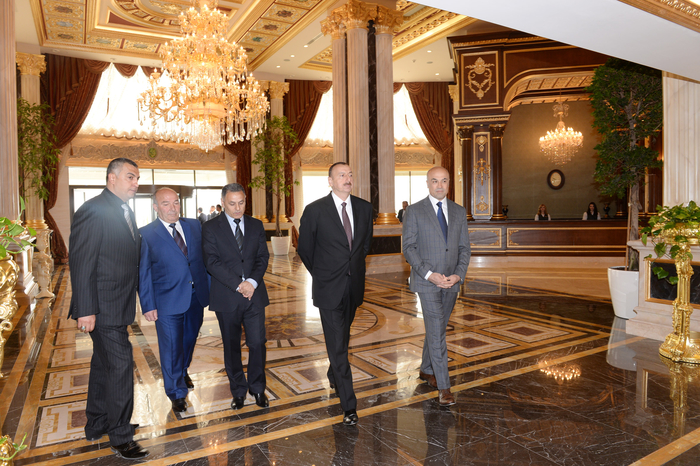 Azerbaijani president attends opening of five-star hotel in Shamakha district (PHOTO)