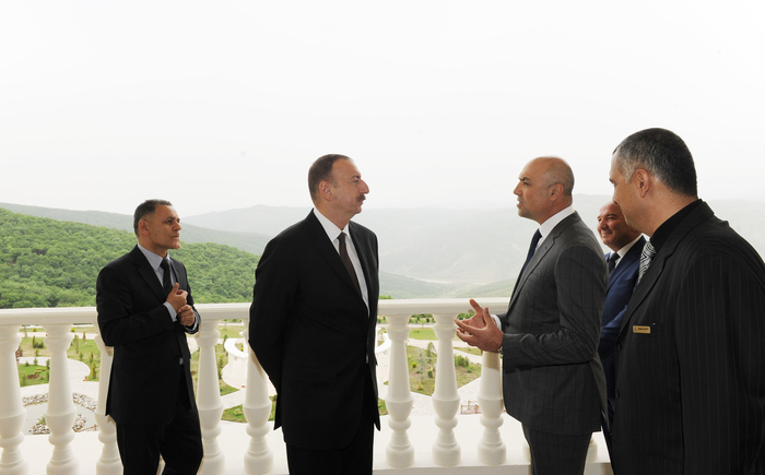 Azerbaijani president attends opening of five-star hotel in Shamakha district (PHOTO)