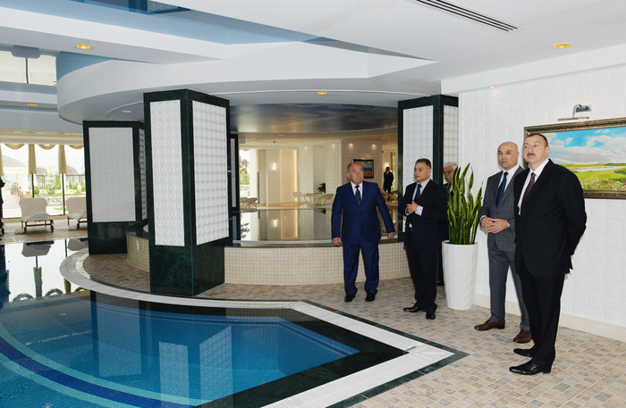 Azerbaijani president attends opening of five-star hotel in Shamakha district (PHOTO)