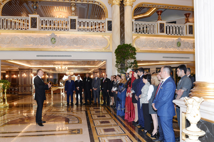 Azerbaijani president attends opening of five-star hotel in Shamakha district (PHOTO)