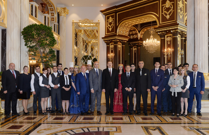 Azerbaijani president attends opening of five-star hotel in Shamakha district (PHOTO)