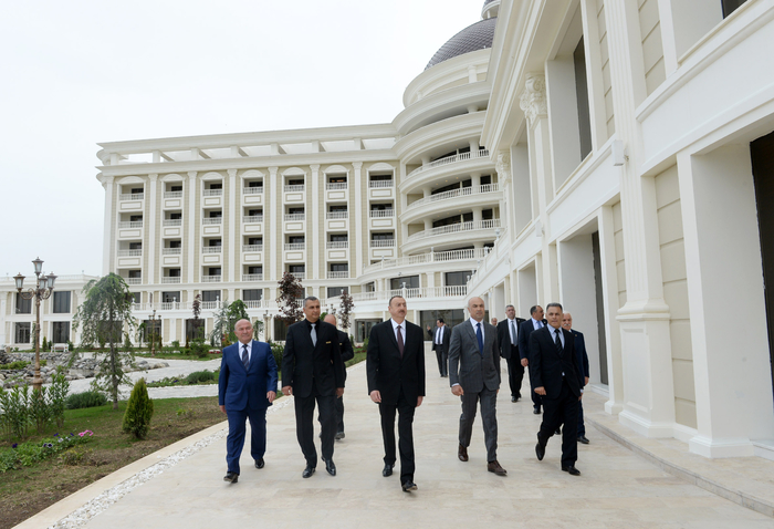 Azerbaijani president attends opening of five-star hotel in Shamakha district (PHOTO)