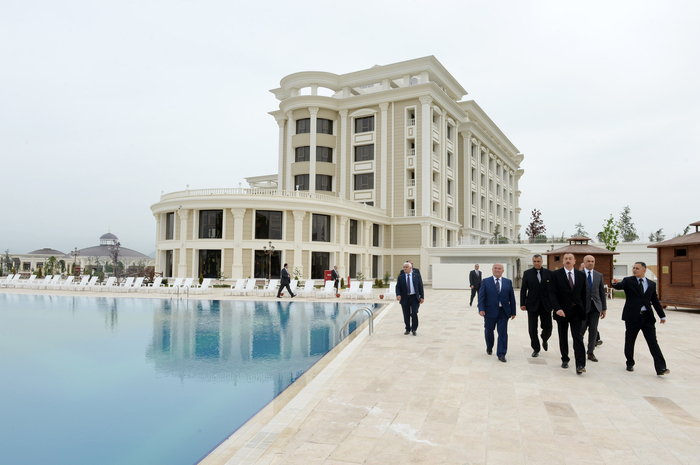 Azerbaijani president attends opening of five-star hotel in Shamakha district (PHOTO)