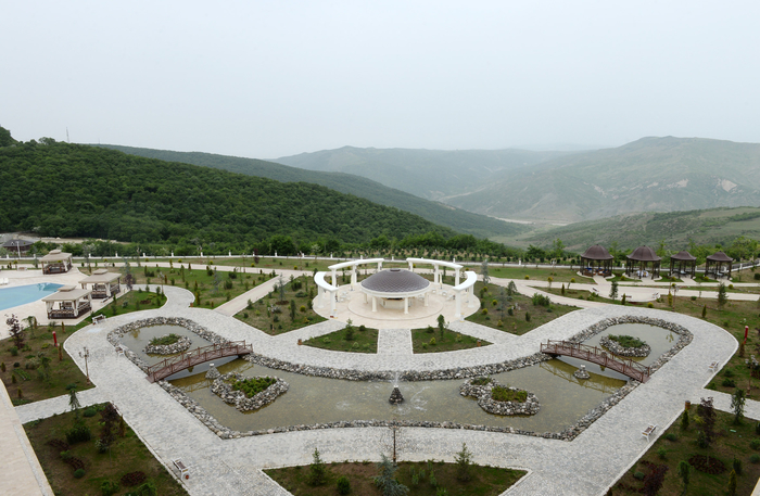 Azerbaijani president attends opening of five-star hotel in Shamakha district (PHOTO)