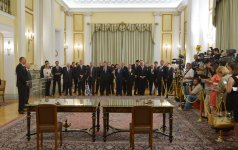 President Ilham Aliyev and Greek President Karolos Papoulias made statements for the press
