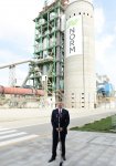 Azerbaijani president attends opening of a cement plant in Baku (PHOTO)