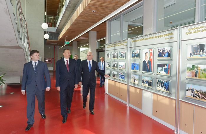 Azerbaijani president attends opening of a cement plant in Baku (PHOTO)
