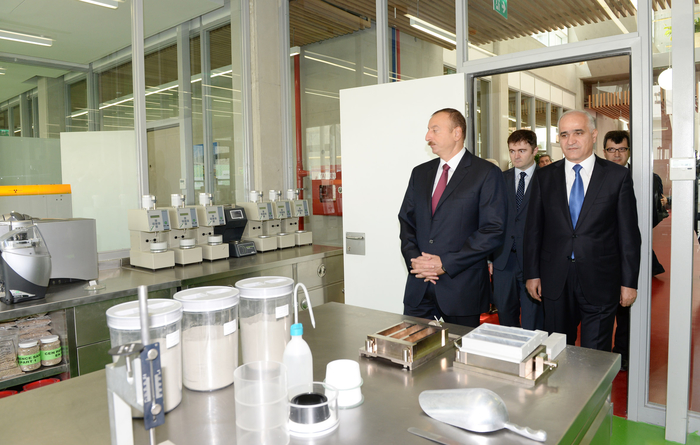 Azerbaijani president attends opening of a cement plant in Baku (PHOTO)