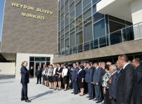 Azerbaijani president attends opening of Heydar Aliyev Center in Khizi