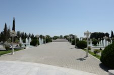 Azerbaijani president reviews progress of construction of Heydar Aliyev park in Barda city