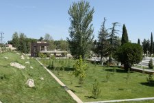Azerbaijani president reviews progress of construction of Heydar Aliyev park in Barda city
