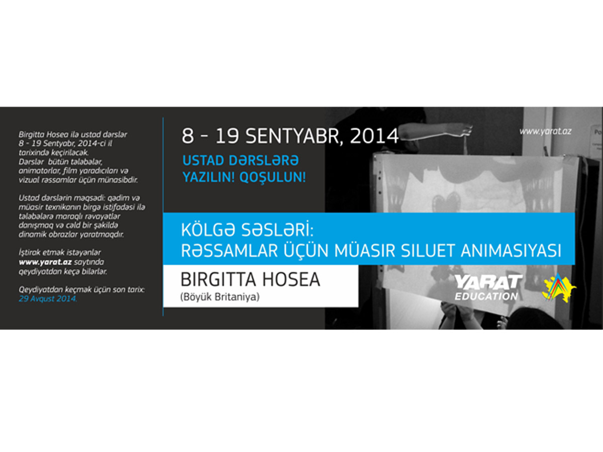 YARAT opens registration for 2-week workshop entitled “SHADOW VOICES”