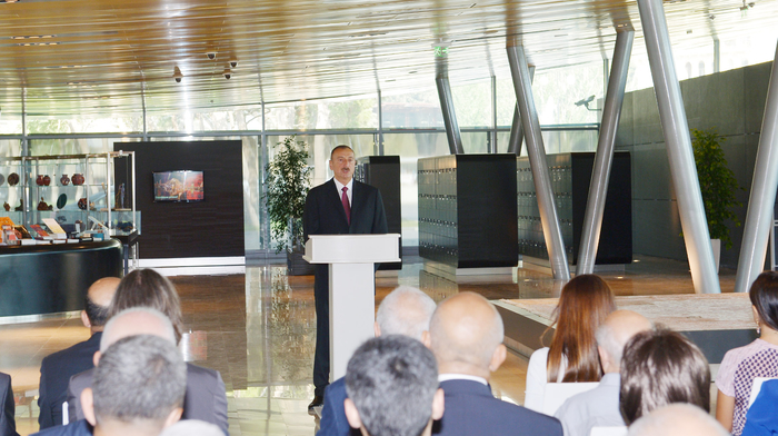 Azerbaijani president and his spouse attend opening of Carpet Museum