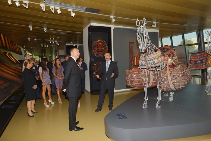 Azerbaijani president and his spouse attend opening of Carpet Museum
