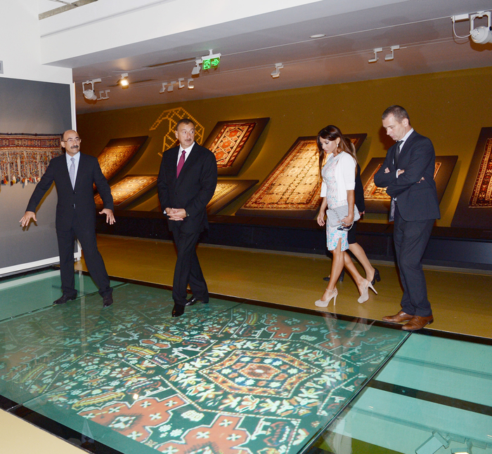 Azerbaijani president and his spouse attend opening of Carpet Museum
