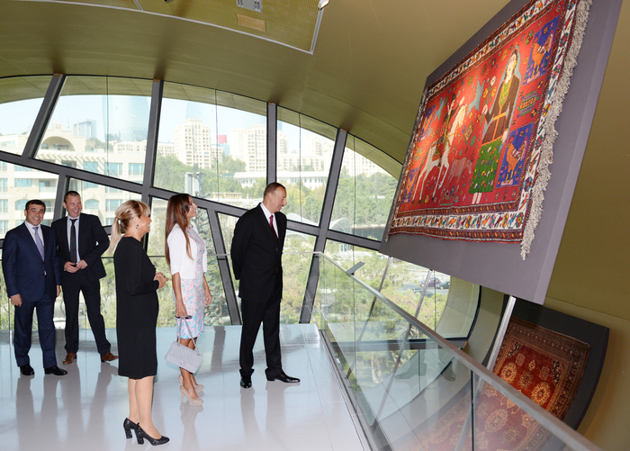 Azerbaijani president and his spouse attend opening of Carpet Museum